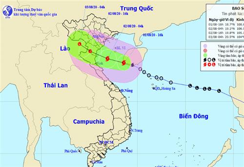 Bão giật cấp 10 hướng vào Bắc Trung Bộ và Nam đồng bằng Bắc Bộ