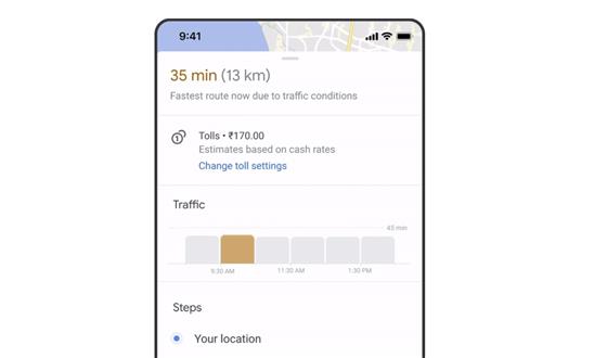 Google Maps bổ sung tính năng tính phí đường bộ, xem biển báo giao thông