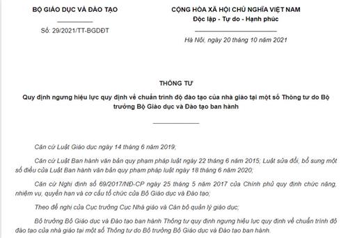 Ngưng hiệu lực một số quy định về chuẩn trình độ giáo viên