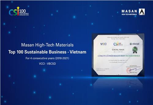 Masan High-Tech Materials was honored in Vietnam’s Top 100 sustainable businesses in 2021