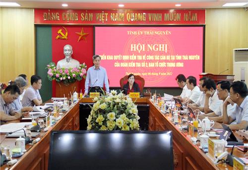Triển khai quyết định kiểm tra về công tác cán bộ tại tỉnh Thái Nguyên