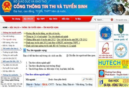 Khai trương Cổng thông tin thi và tuyển sinh năm 2012