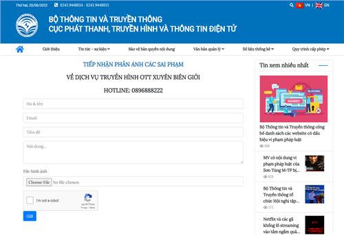 Mở cổng tiếp nhận phản ánh sai phạm về dịch vụ truyền hình trên mạng internet