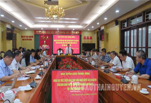 Khảo sát tình hình thực hiện Nghị quyết số 20-NQ/TW