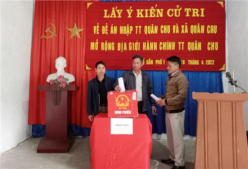 Đa số cử tri bỏ phiếu tán thành nhập thị trấn Quân Chu và xã Quân Chu