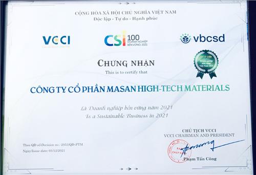Masan High-Tech Materials: Năm thứ 4 liên tiếp nhận danh hiệu “Doanh nghiệp phát triển bền vững Việt Nam”