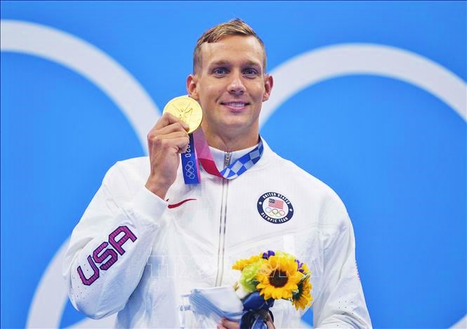  "Kình ngư" Mỹ Caeleb Dressel gây sốt với 5 HCV và 4 kỷ lục Olympic. Ảnh: AFP/TTXVN