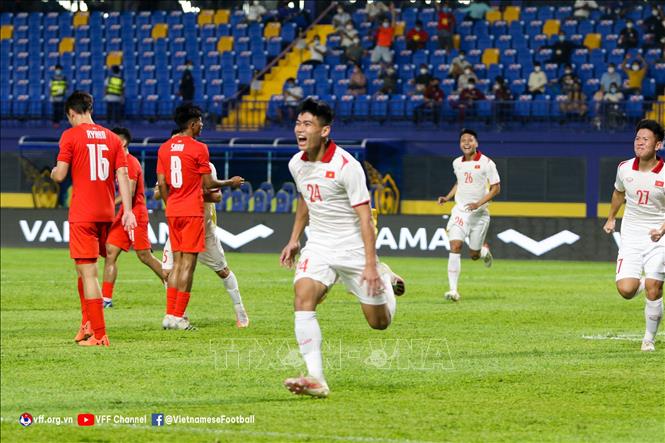  U23 Việt Nam thắng U23 Singapore với tỷ số 7-0. Ảnh: TTXVN phát