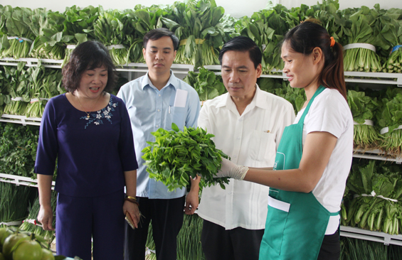         Đồng chí Vũ Hồng Bắc, Phó Bí thư Tỉnh ủy, Chủ tịch UBND tỉnh tham quan gian hàng thực phẩm an toàn Thái Cương.