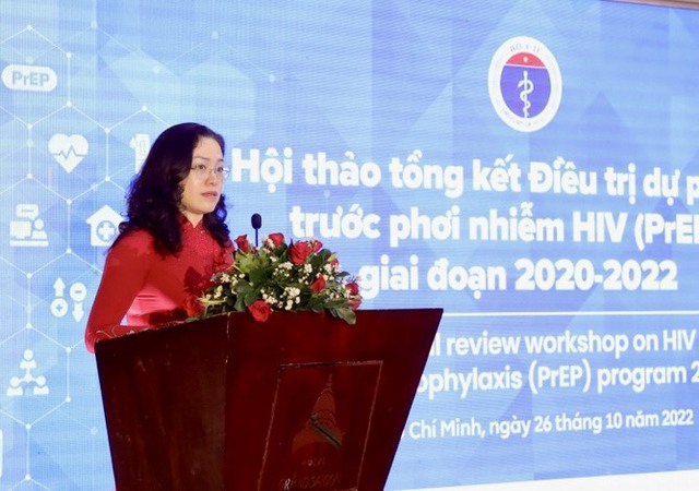  TS. Phan Thị Thu Hương, Cục trưởng Cục Phòng, chống HIV/AIDS phát biểu tại Hội thảo. Ảnh: Thùy Chi