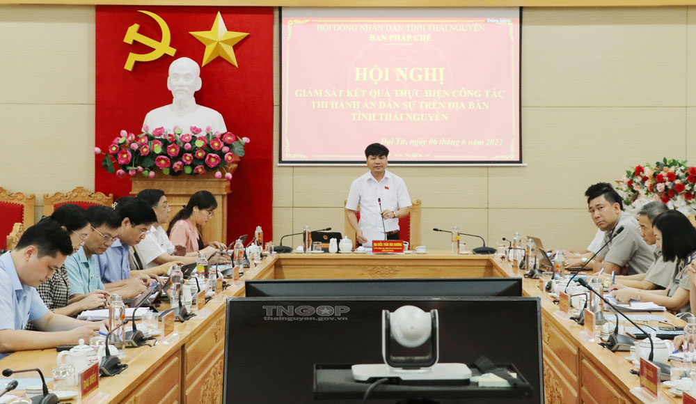  Ban Pháp chế HĐND tỉnh giám sát kết quả thực hiện công tác thi hành án dân sự tại huyện Đại Từ, tháng 6-2022. Ảnh tư liệu