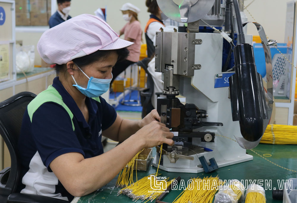  Người lao động làm việc tại Công ty TNHH WoojinQPD Vina (TP. Phổ Yên) được huấn luyện AT-VSLĐ và trang bị đầy đủ bảo bộ lao động theo quy định.