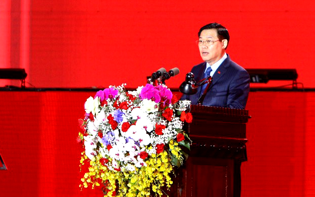 Chủ tịch Quốc hội Vương Đình Huệ phát biểu tại Lễ công bố.