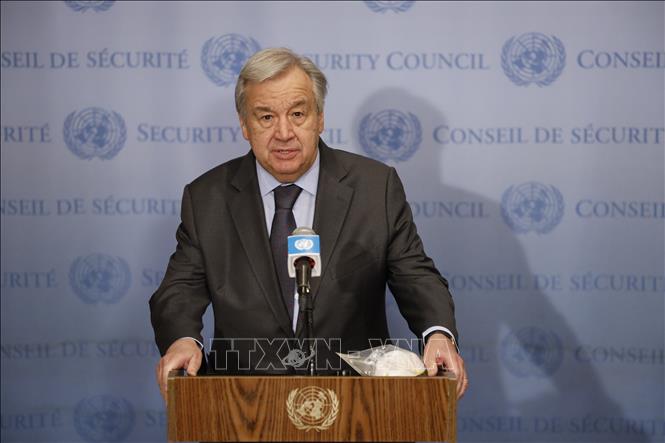  Tổng thư ký LHQ Antonio Guterres phát biểu tại trụ sở LHQ ở New York, Mỹ. Ảnh: THX/TTXVN