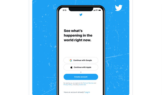  Đăng nhập Twitter bằng các tài khoản Google và Apple.