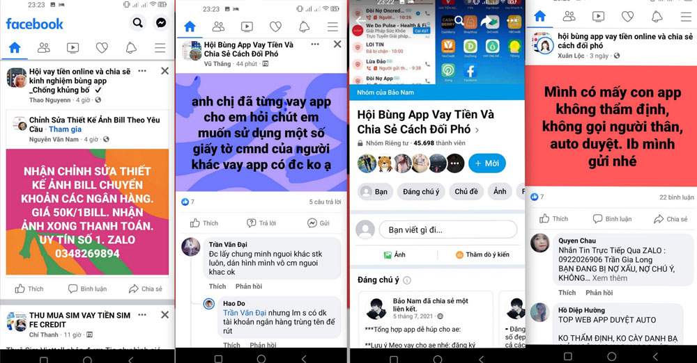  Những thông tin hướng dẫn cách “bùng” tiền vay qua app phổ biến trên mạng xã hội.