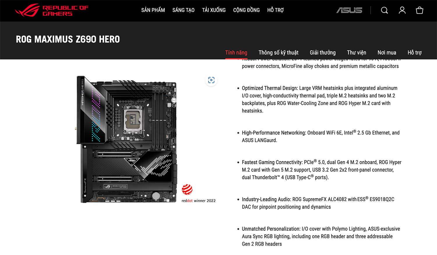  ASUS ROG Maximus Z690 Hero là bo mạch chủ cao cấp dành cho Intel Core 12th.