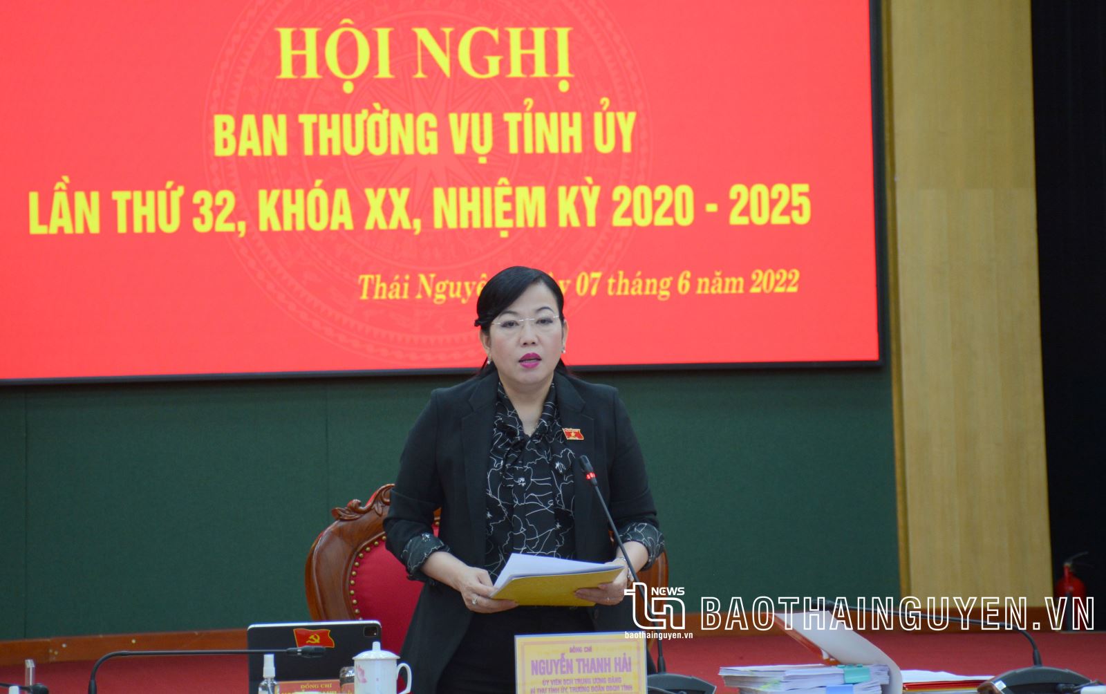  Đồng chí Nguyễn Thanh Hải, Ủy viên Trung ương Đảng, Bí thư Tỉnh ủy, Trưởng Đoàn đại biểu Quốc hội tỉnh phát biểu chỉ đạo tại Hội nghị.