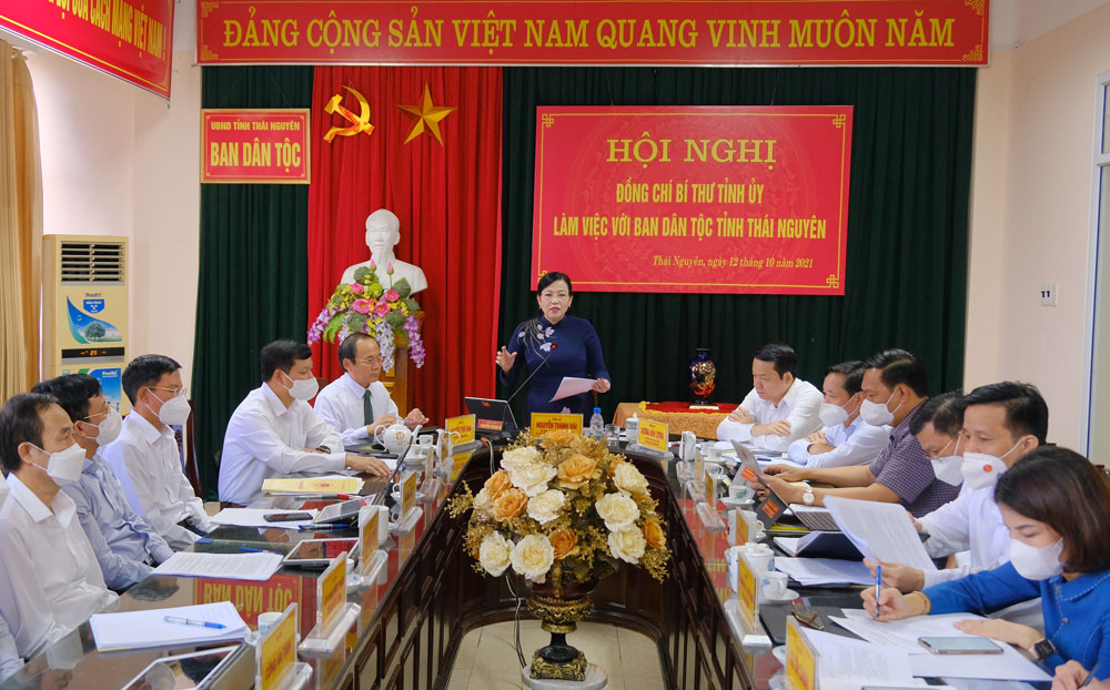  Đồng chí Nguyễn Thanh Hải, Ủy viên Trung ương Đảng, Bí thư Tỉnh ủy, Trưởng Đoàn đại biểu Quốc hội tỉnh phát biểu tại buổi làm việc.