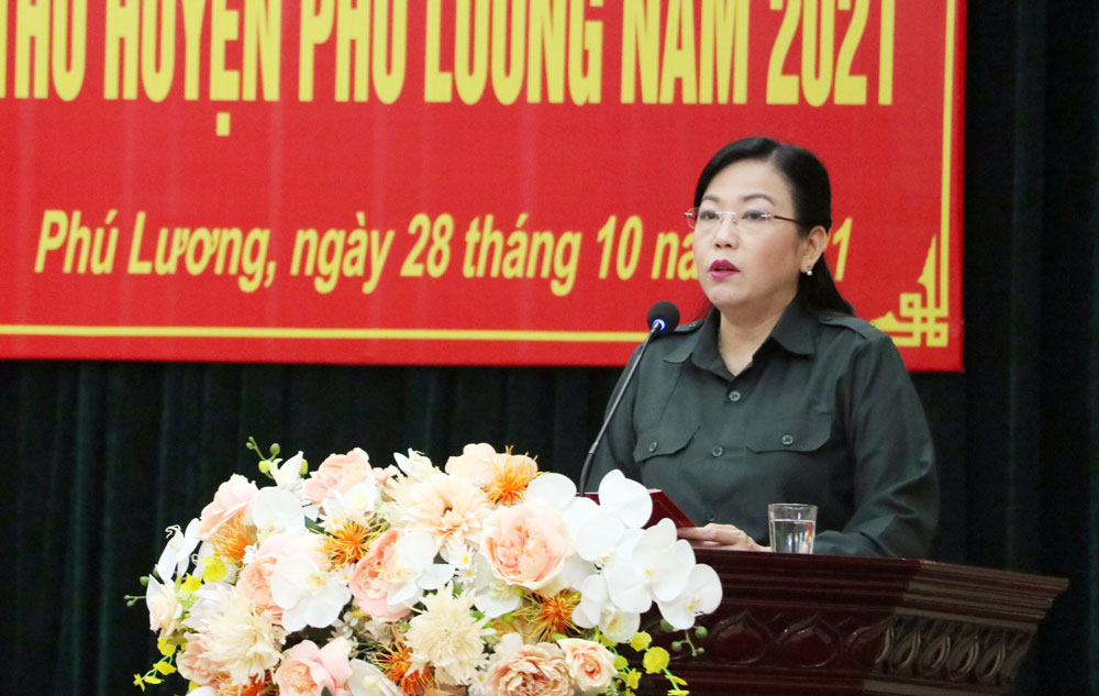  Đồng chí Bí thư Tỉnh ủy phát biểu chỉ đạo cuộc diễn tập khu vực phòng thủ huyện Phú Lương.