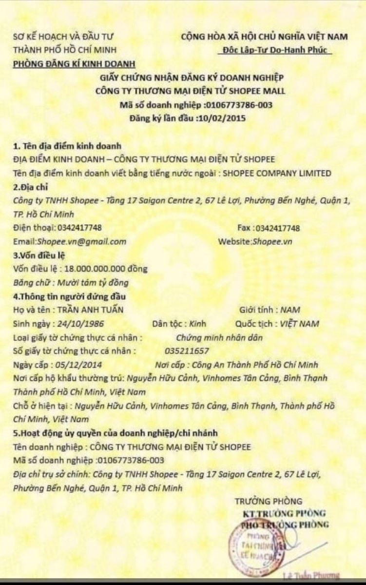  Các đối tượng gửi thông tin về "công ty" để tạo niềm tin cho anh Hoàng Văn A.