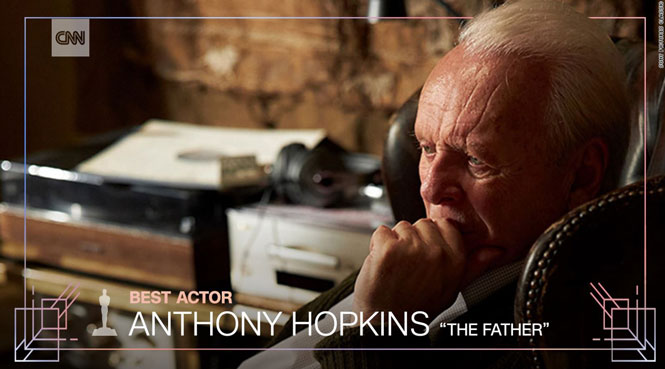  Anthony Hopkins đoạt giải nam diễn viên chính xuất sắc nhất tại Oscar 2021. Ảnh: CNN