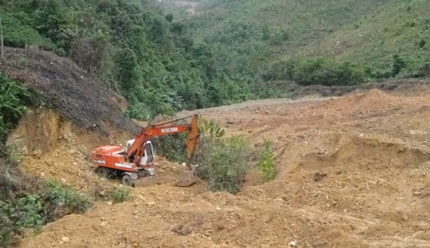  Khu đất của gia đình ông Hoàng Văn Dùng ở bản Na Sàng, xã Phú Đô (Phú Lương) đã được san phẳng để trồng chè cành.