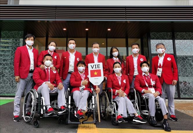  Đoàn thể thao Việt Nam tại làng vận động viên ở Tokyo. Ảnh: TTXVN phát