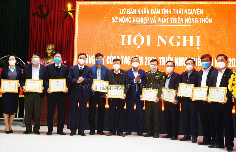  Lãnh đạo Sở Nông nghiệp - PTNT tặng Giấy khen cho các tập thể có thành tích xuất sắc trong năm 2021.