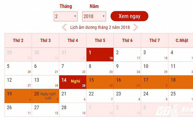 Lịch nghỉ Tết Nguyên đán Mậu Tuất 2018 chính thức của người lao động. Ảnh minh họa