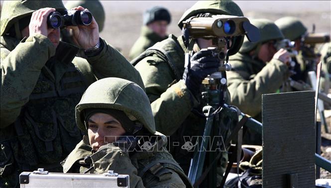  Binh sĩ Nga tham gia cuộc tập trận tại vùng Volgograd, miền Nam nước này. Ảnh tư liệu: AFP/TTXVN