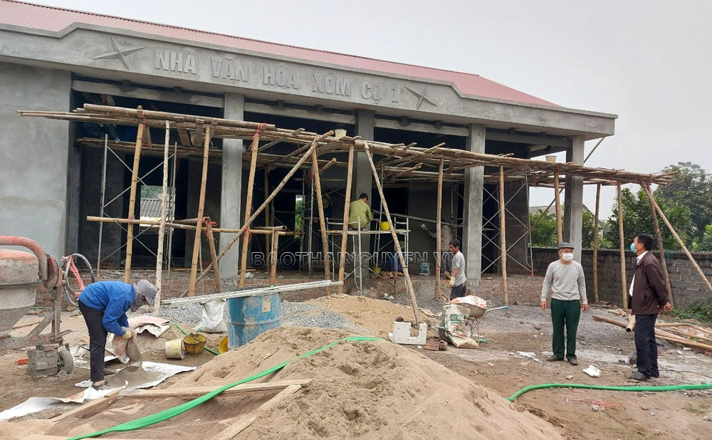  Nhà văn hóa xóm Cọ 1, xã Phấn Mễ, đang được đẩy nhanh tiến độ xây dựng, phấn đấu đưa vào sử dụng trước Tết Nguyên đán sắp tới.