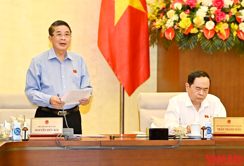  Phó Chủ tịch Quốc hội Nguyễn Đức Hải điều hành nội dung phiên họp. (Ảnh: DUY LINH)