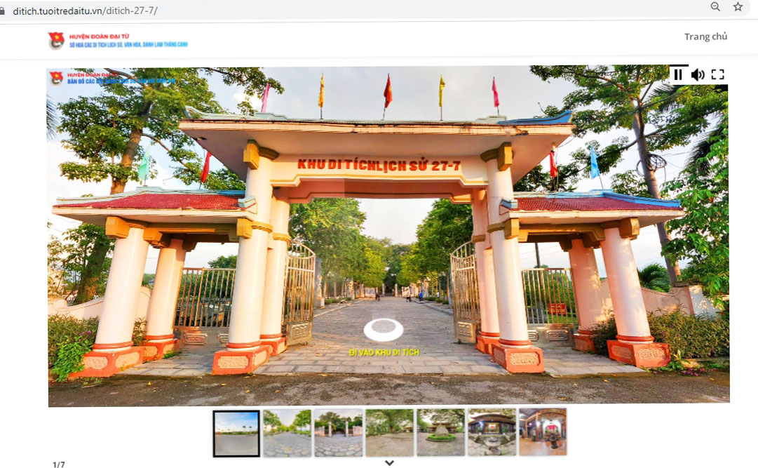  Thông qua địa chỉ website: ditich.tuoitredaitu.vn, các địa danh lịch sử được thể hiện dưới dạng hình ảnh toàn cảnh (panorama), hình ảnh 360 độ tạo cảm giác sinh động, mới lạ và chân thực cho người xem.