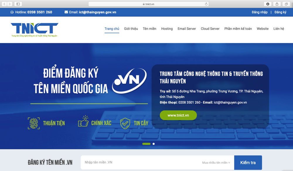  Cổng đăng ký tên miền quốc gia “.vn” đặt tại Trung tâm Công nghệ thông tin  - Truyền thông (Sở TT-TT Thái Nguyên) chính thức đi vào hoạt động từ 1/9/2021.