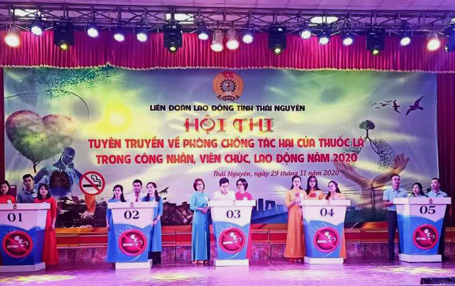  Hằng năm, Liên đoàn lao động tỉnh Thái Nguyên tổ chức Hội thi truyên truyền về phòng, chống tác hại của thuốc lá trong công chức, viên chức, người lao động.