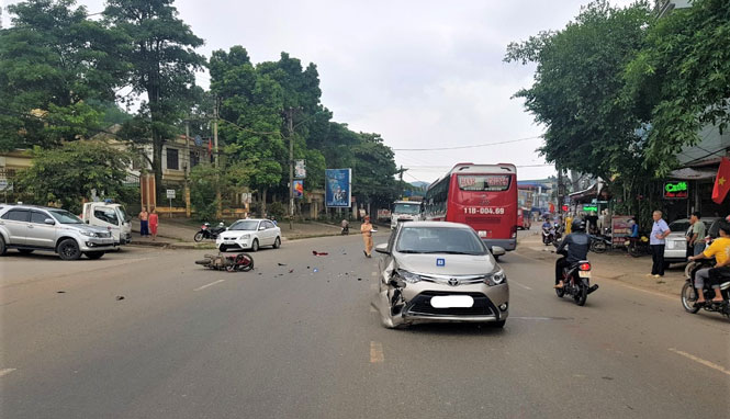  Hiện trường vụ tai nạn giao thông xảy ra ngày 11/9/2020, trên tuyến Quốc lộ 3 đoạn qua địa bàn thị trấn Đu, huyện Phú Lương.