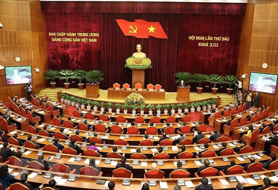  Hội nghị lần thứ 6 Ban Chấp hành Trung ương Đảng khóa XIII, diễn ra từ ngày 3-9/10 tại Hà Nội. Ảnh: TTXVN