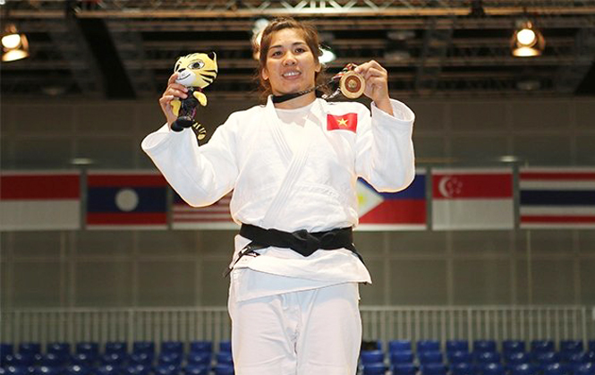 Võ sĩ Như Ý giành Huy chương vàng môn giu-đô hạng dưới 78 kg nữ.