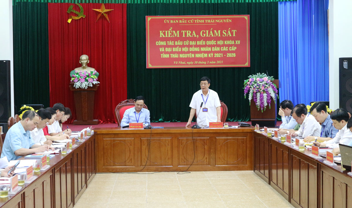  Đồng chí Đặng Xuân Trường phát biểu tại buổi kiểm tra, giám sát. Ảnh: Thu Viền (Võ Nhai)