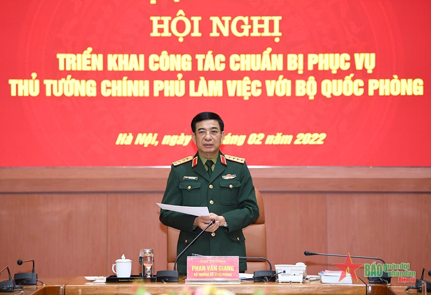   Đại tướng Phan Văn Giang chủ trì hội nghị. Ảnh: TUẤN HUY