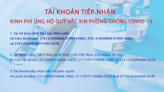  Các tài khoản tiếp nhận ủng hộ Quỹ vắc-xin phòng COVID-19  