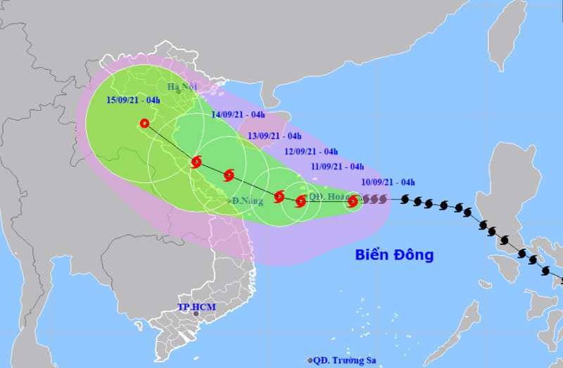  Vị trí và hướng di chuyển của bão số 5. (Nguồn: nchmf.gov.vn)