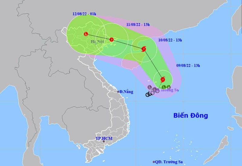  Vị trí và hướng di chuyển của bão số 2. (Nguồn: nchmf.gov.vn)