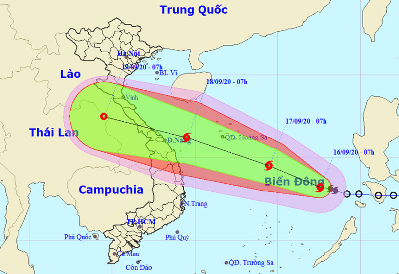  Vị trí và hướng di chuyển của bão số 5. (Nguồn: kttv.gov.vn)