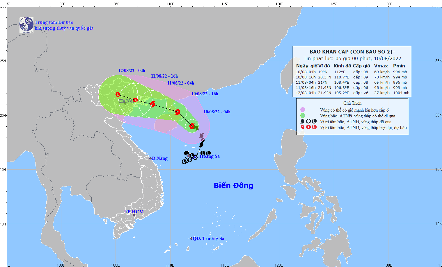  Đường đi của cơn bão. (Nguồn: nchmf.gov.vn)