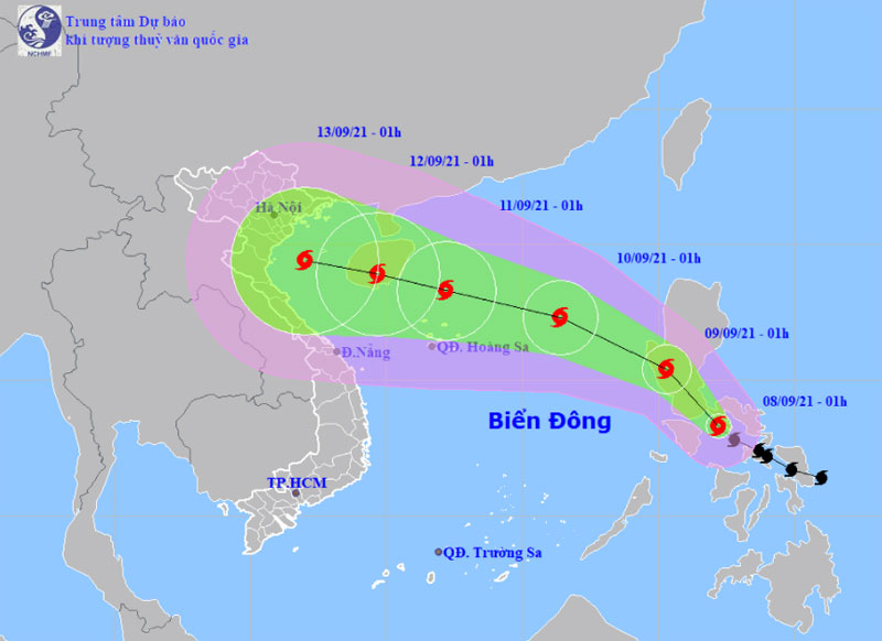  Vị trí và hướng di chuyển của bão Conson. (Nguồn: nchmf.gov.vn)