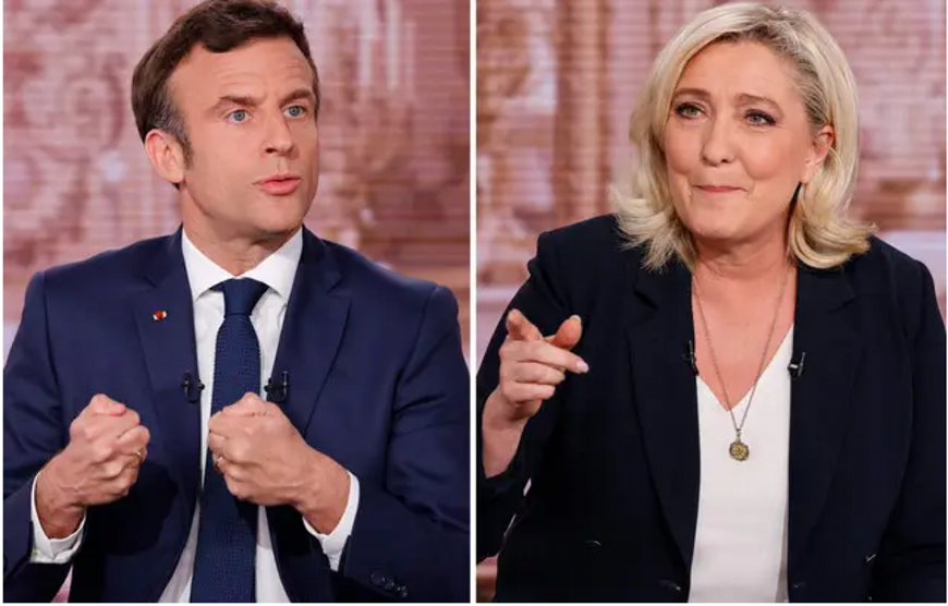  Hai ứng cử viên Tổng thống Emmanuel Macron (bên trái) và Marine Le Pen tham gia Chương trình “Mười phút để thuyết phục”.