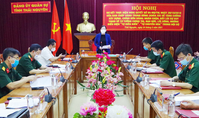  Ms Nguyen Thanh Hai, Member of the Party Central Committee, Secretary of the Provincial Party Committee, Head of the Provincial National Assembly Delegation, Secretary of the Provincial Military Party Committee, delivered her speech.