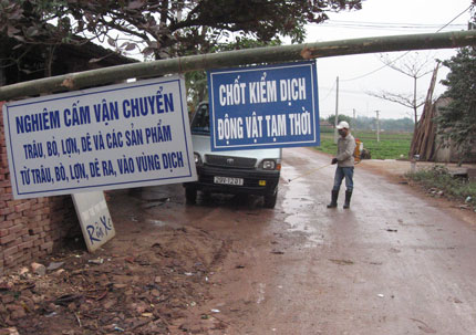 Chốt kiểm dịch tạm thời tại khu vực xã Vạn Phái, Thành Công (Phổ Yên) hoạt động 24/24h